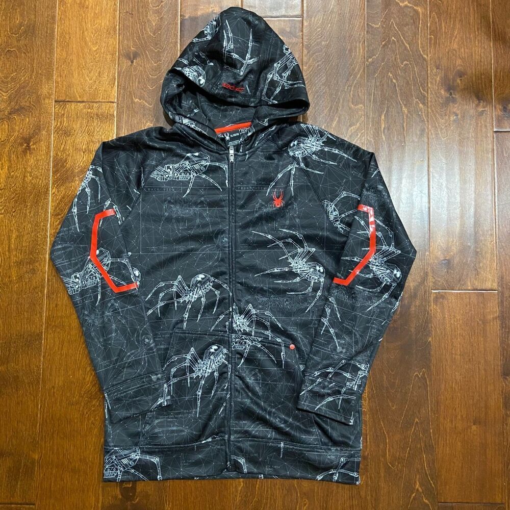 Spyder Outdoors Youth Mechanical Spider Blueprint Black Red Hoodie Boy's Size XL - Picture 3 of 7